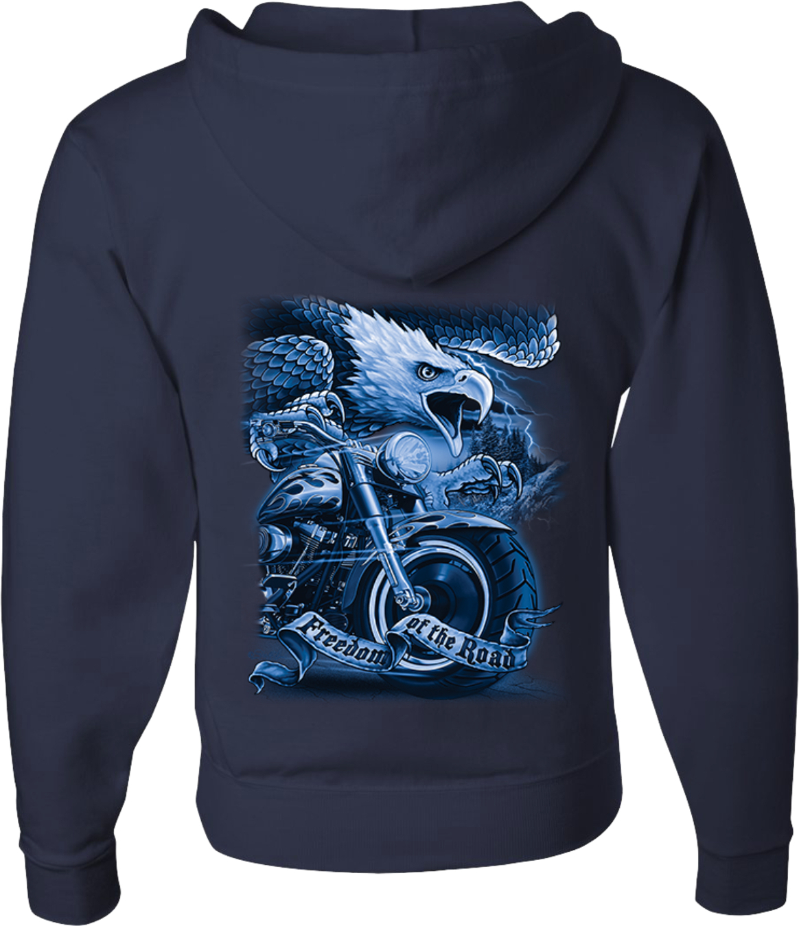 Sudadera con capucha con cremallera completa Biker Eagle Freedom of the Road estampado posterior - Imagen 6 de 8