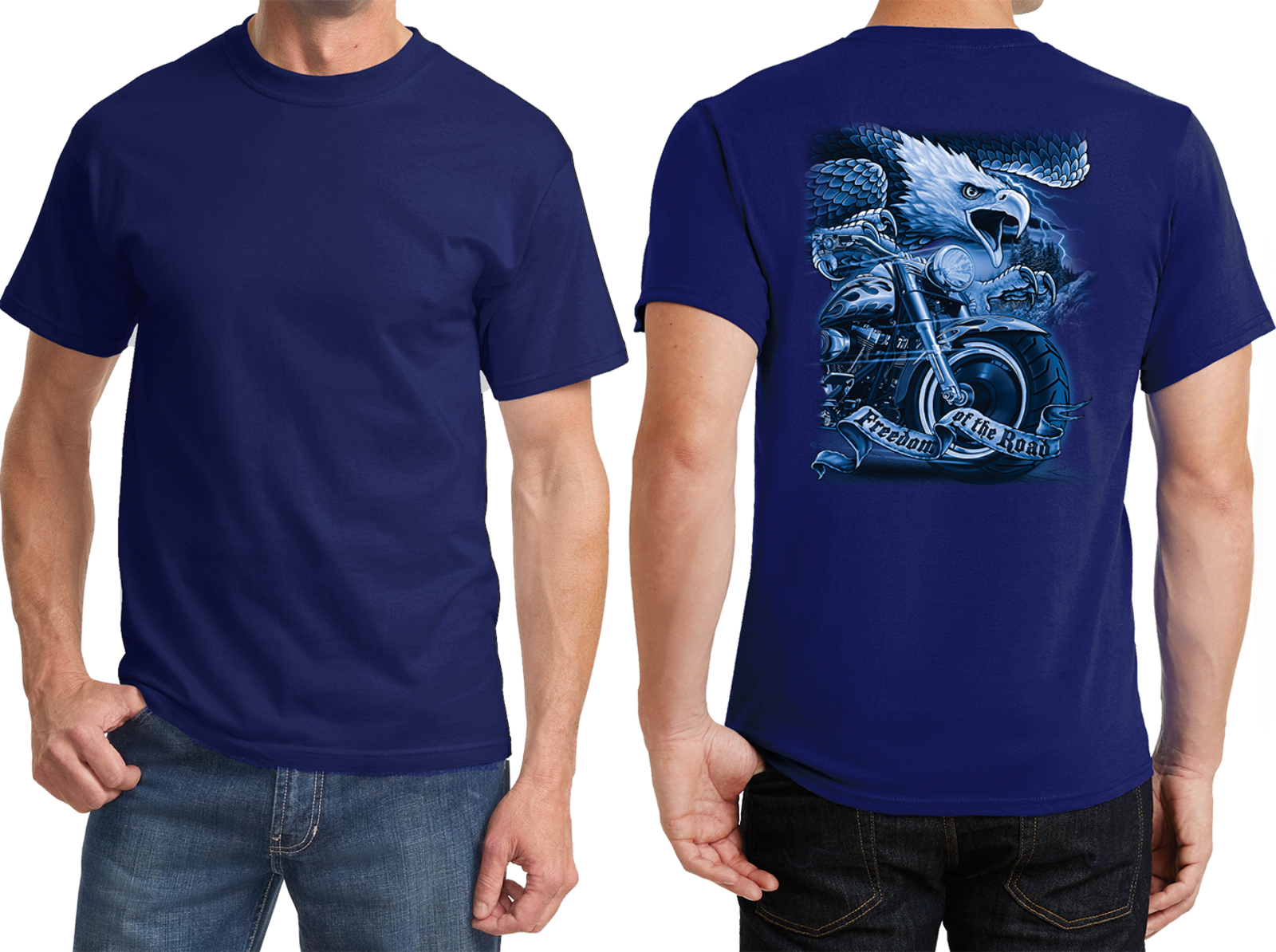 Biker Eagle Freedom of the Road Pullover Hoodie Back Print - Picture 8 of 13