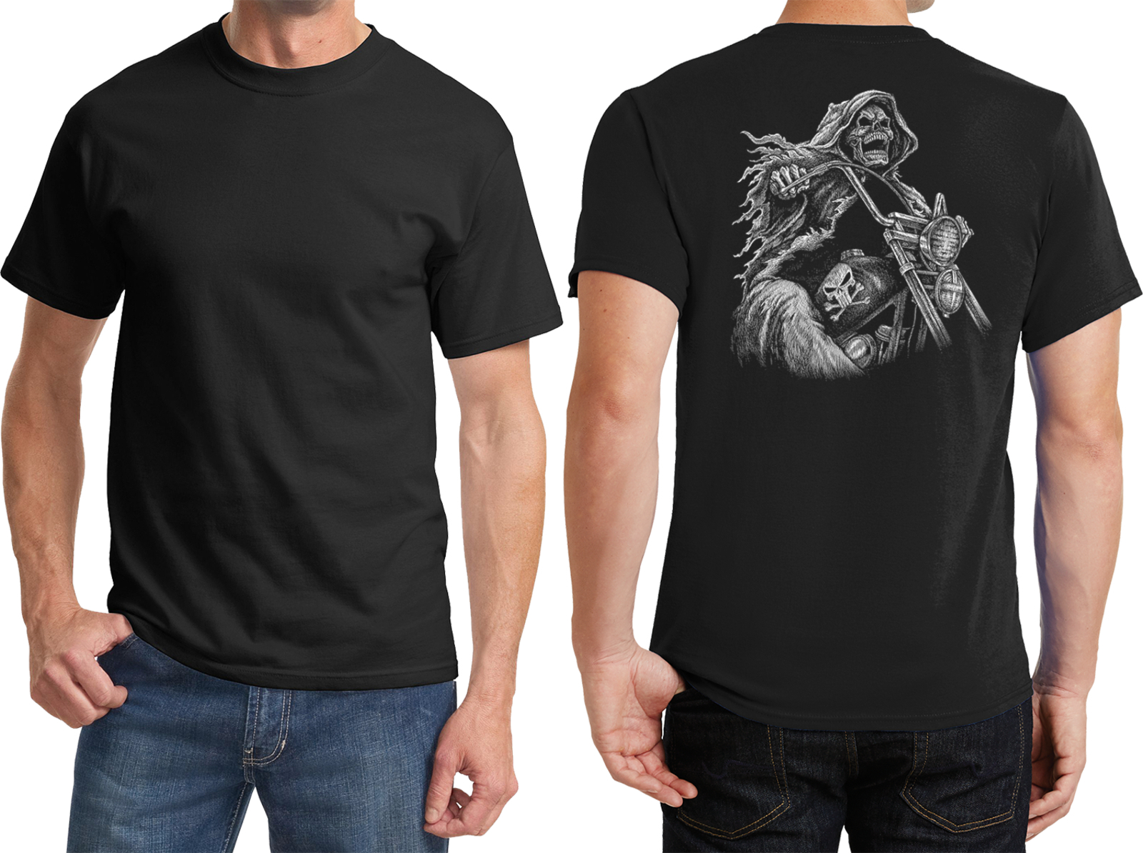 Biker Motorcycle Reaper T-shirt Back Print - Picture 14 of 14
