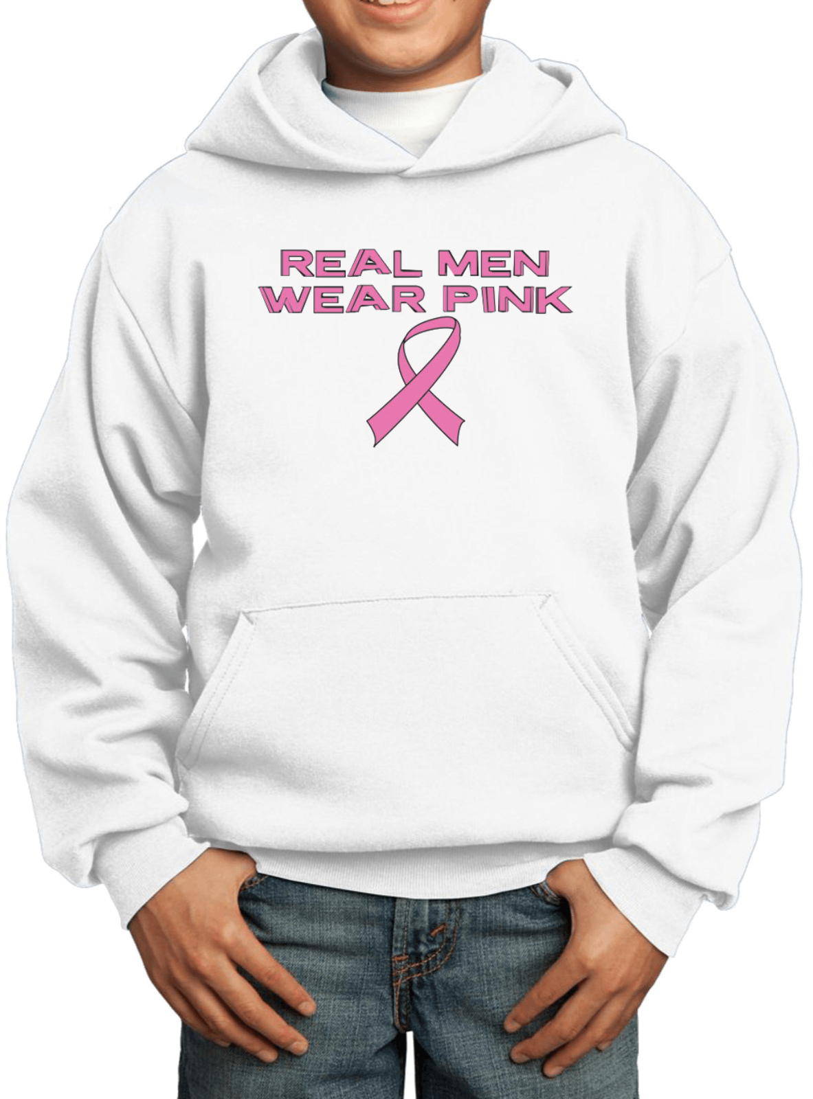 Breast Cancer Kids Hoodie Real Men Wear Pink - Picture 7 of 7