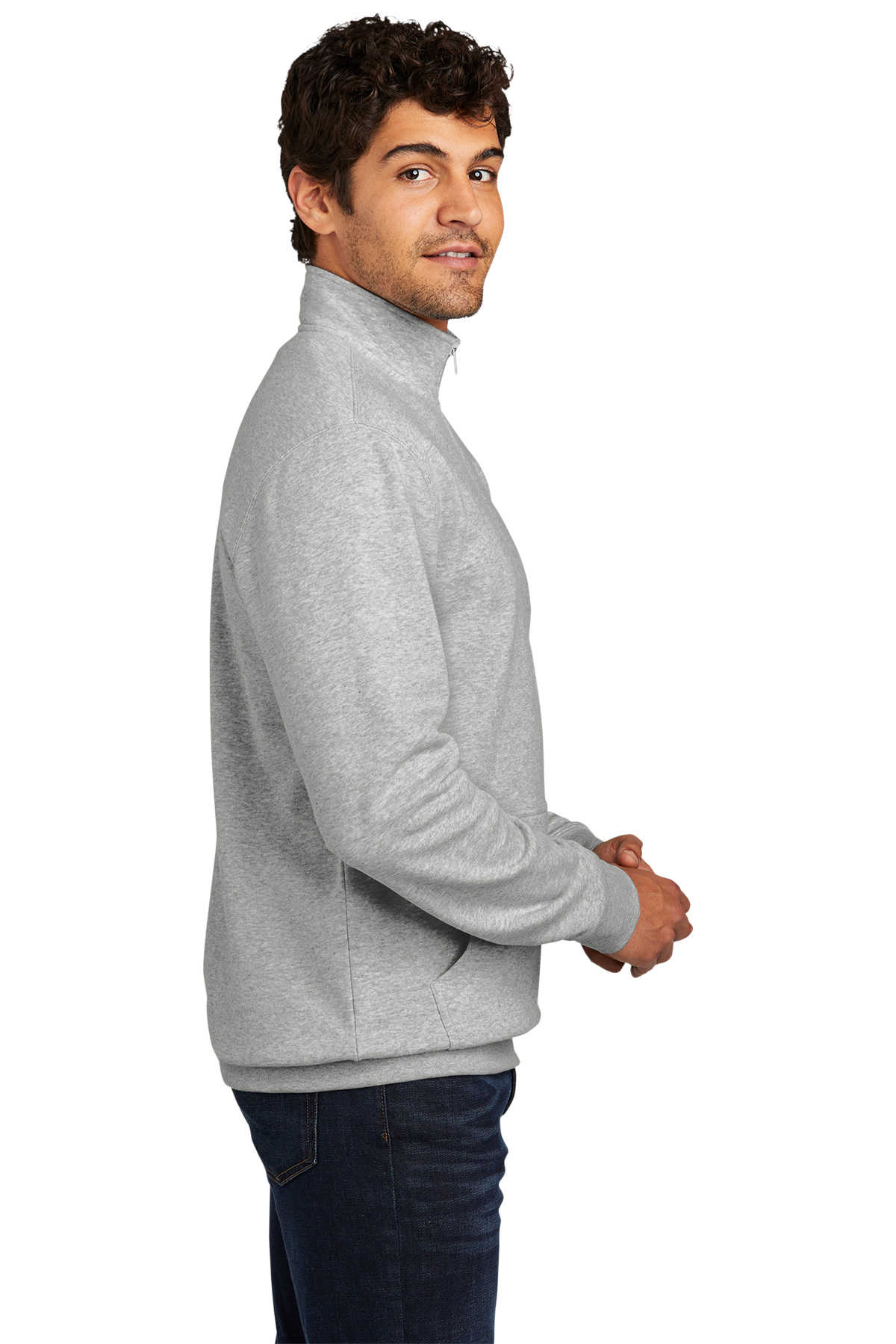 St Patricks Day Shamrock Patch Chest Print 1/4 Zip Fleece Sweatshirt - Picture 9 of 18