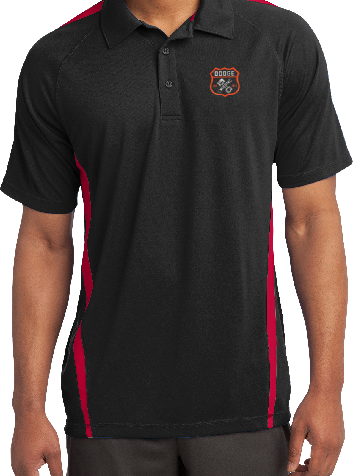 Dodge Garage Micro Mesh Colorblock Polo Pocket Print