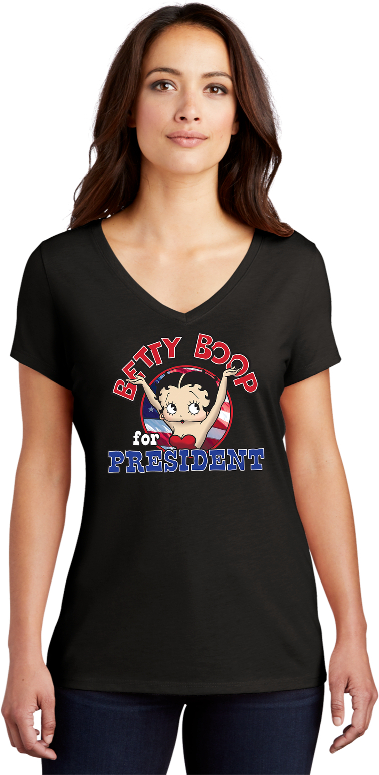 Betty Boop for President Womens Tri Blend V-neck T-Shirt - Picture 3 of 32