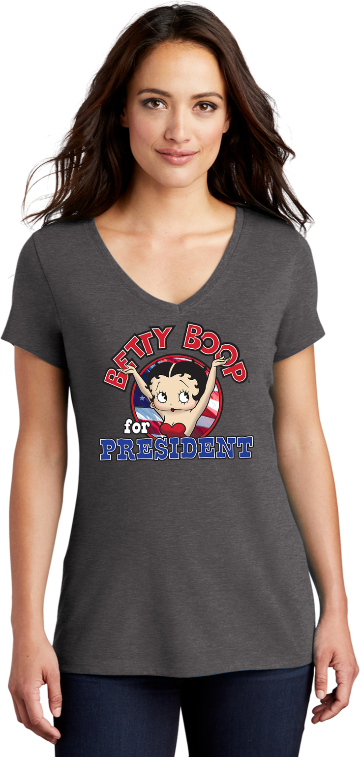 Betty Boop for President Womens Tri Blend V-neck T-Shirt - Picture 17 of 32