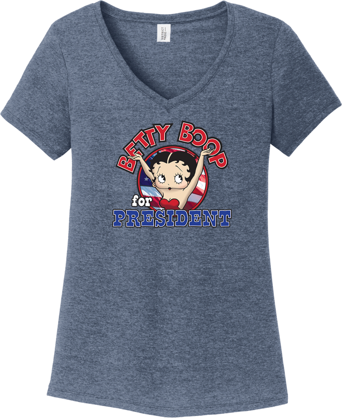 Betty Boop for President Womens Tri Blend V-neck T-Shirt - Picture 7 of 32