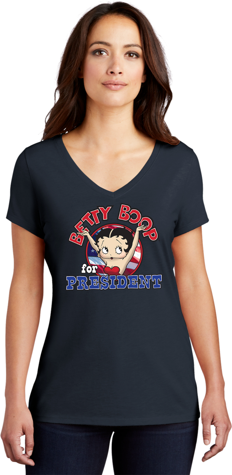 Betty Boop for President Womens Tri Blend V-neck T-Shirt - Picture 10 of 32