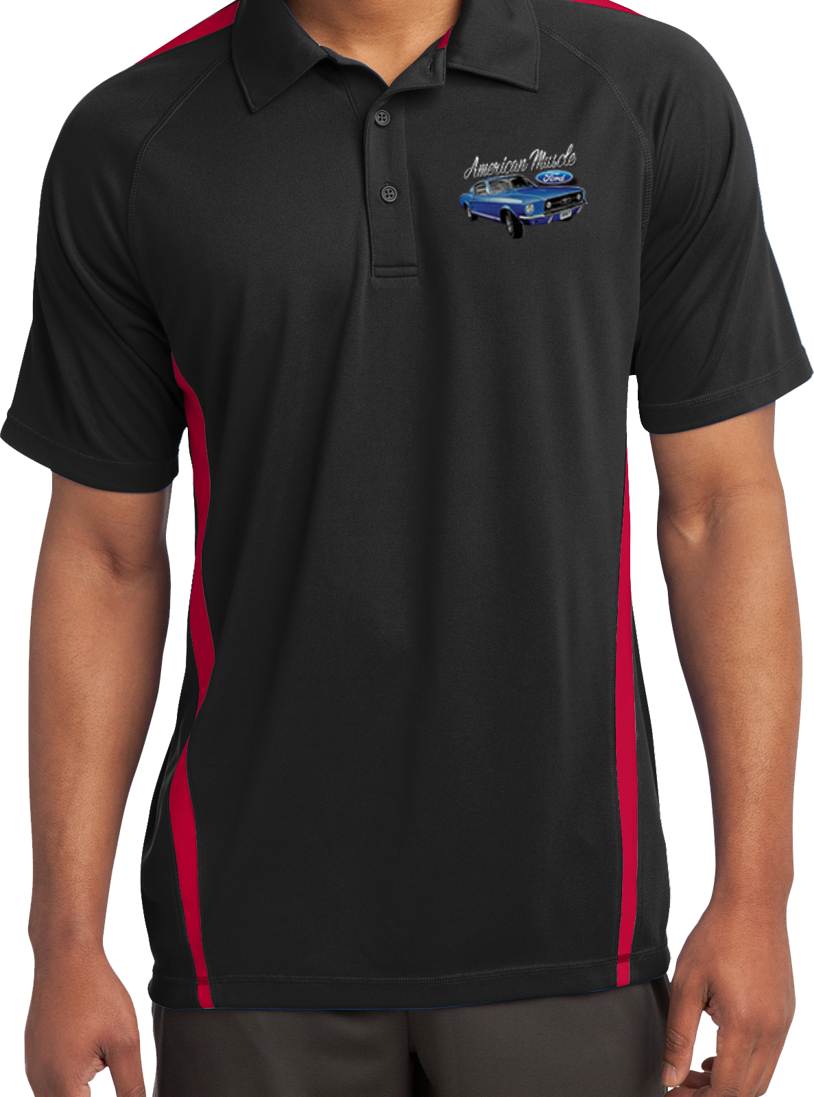 Ford Mustang Micro Mesh Colorblock Polo American Muscle Pocket Print