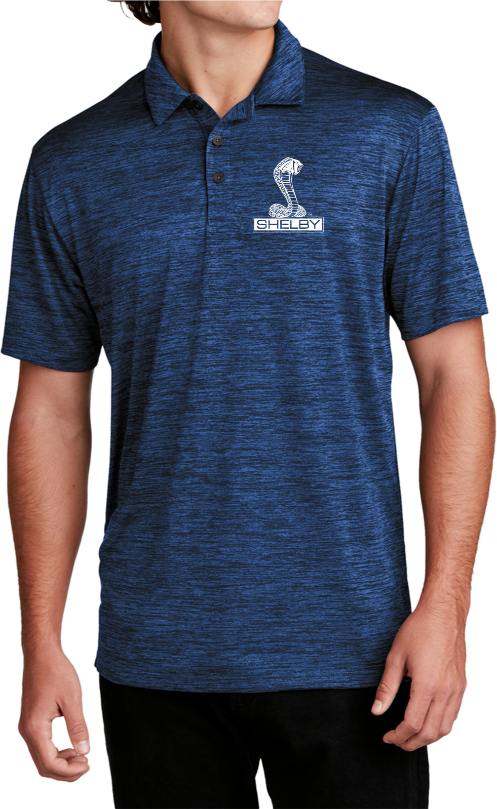 Shelby Cobra Chest Print Electric Heather Polo Shirt