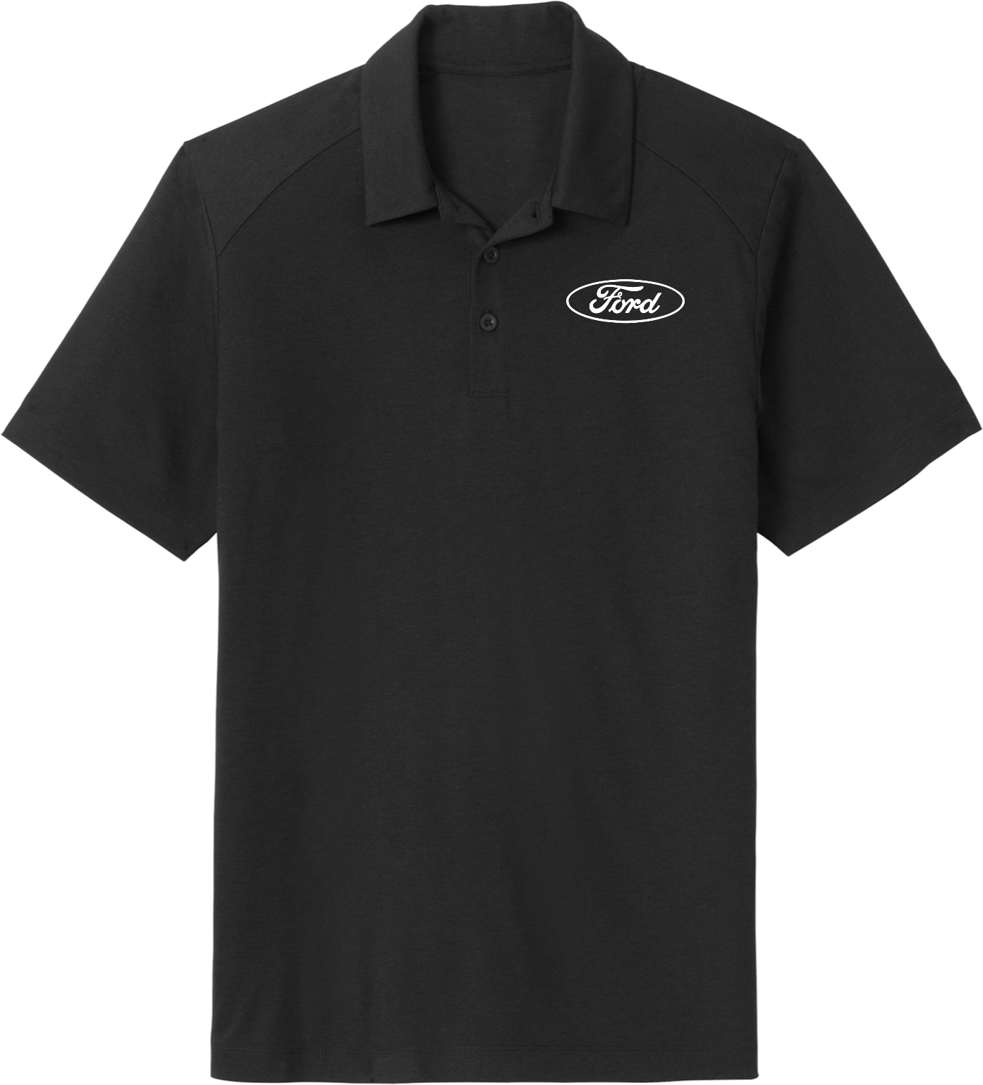 White Ford Oval Crest Chest Print Tri Blend Wicking Polo Shirt