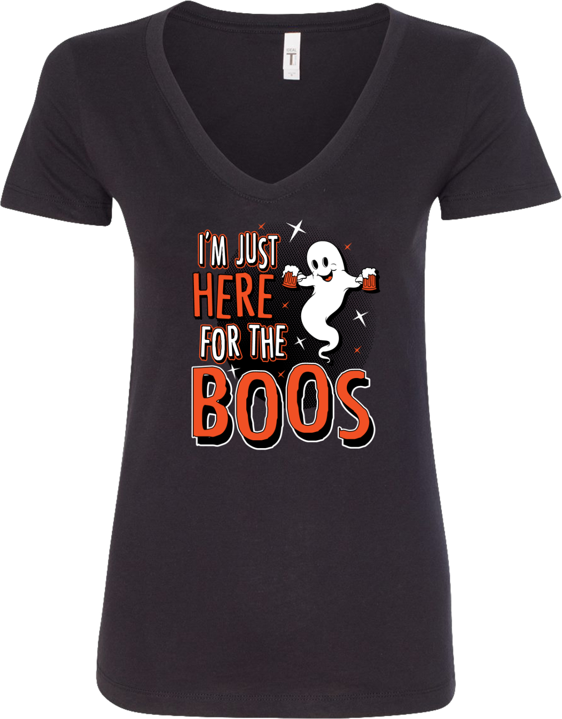 Ladies Halloween V-Neck Shirt I’m Here for the Boos