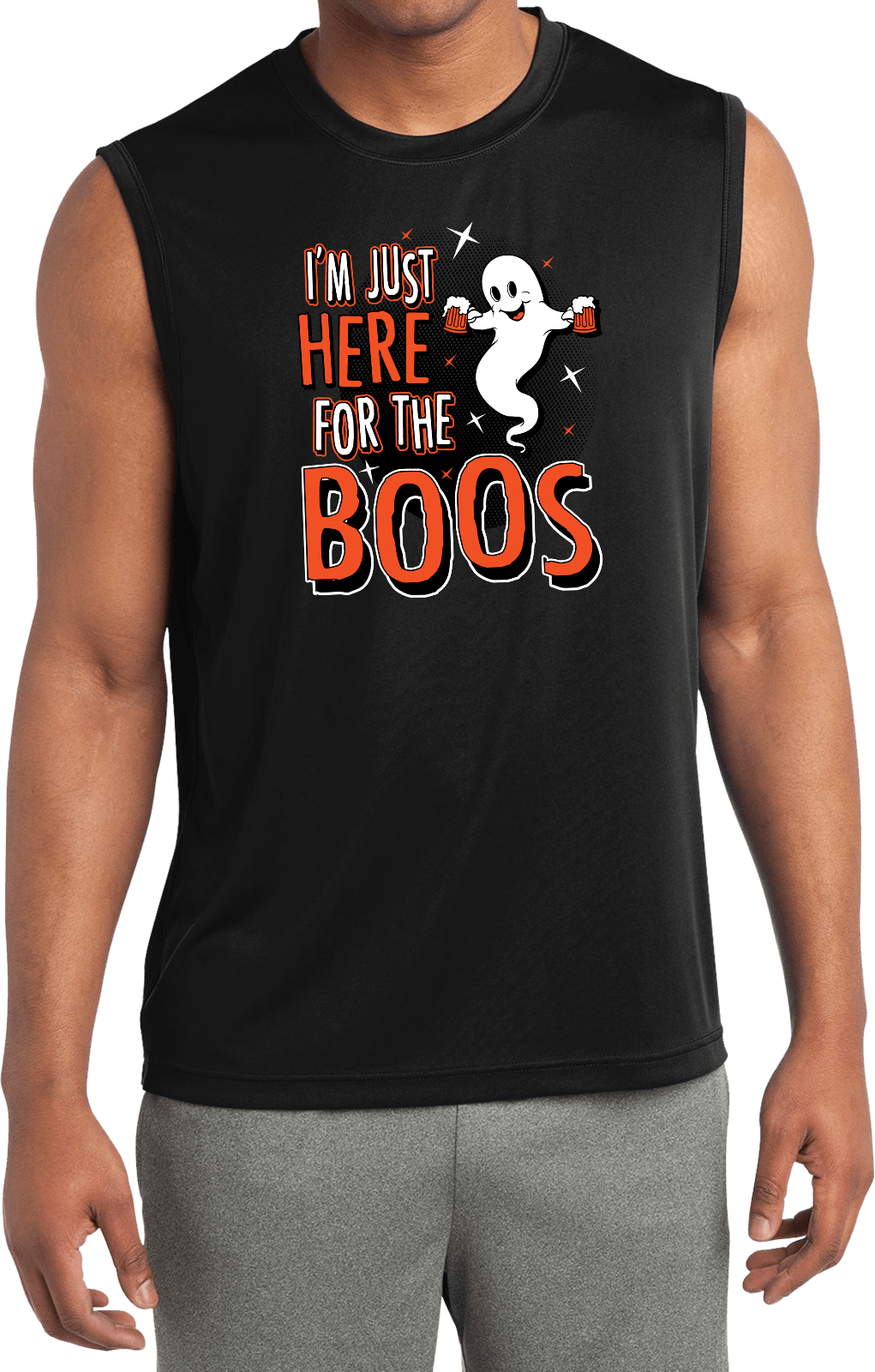 Halloween Sleeveless Competitor Shirt I’m Here for the Boos