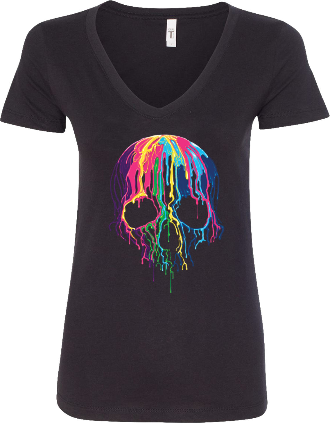 Halloween Melting Skull Ladies V-Neck Shirt
