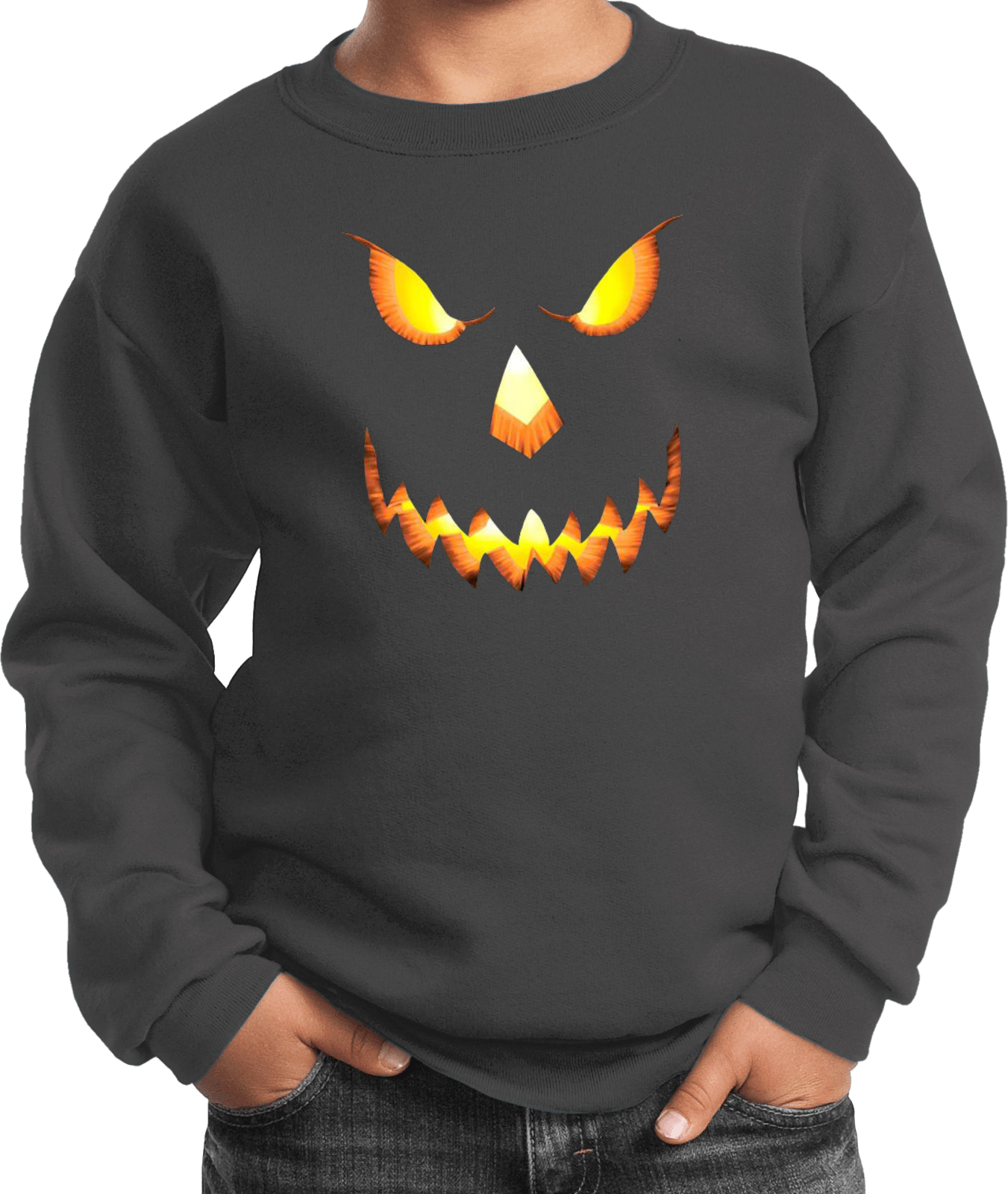 Halloween Pumpkin Head Kids Sweatshirt - Picture 3 of 5