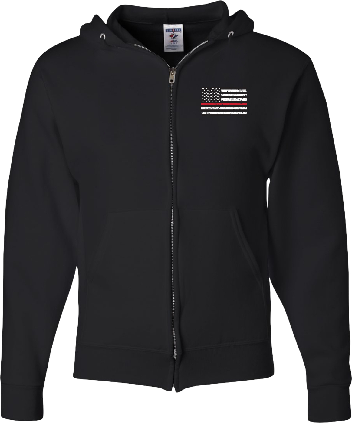US Flag Thin Red Line Firefighter Full Zip Hoodie