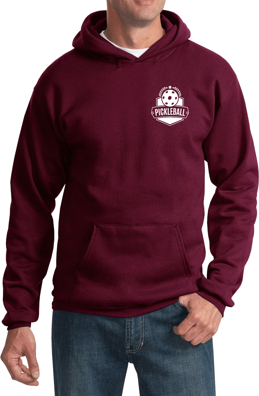 Pickleball Badge Chest Print Pullover Hoodie