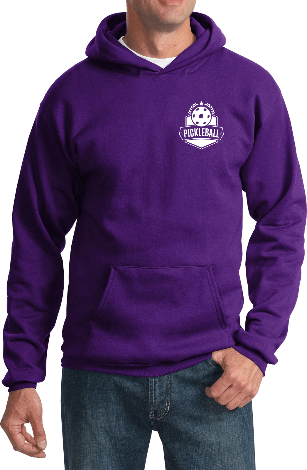 Pickleball Badge Chest Print Pullover Hoodie