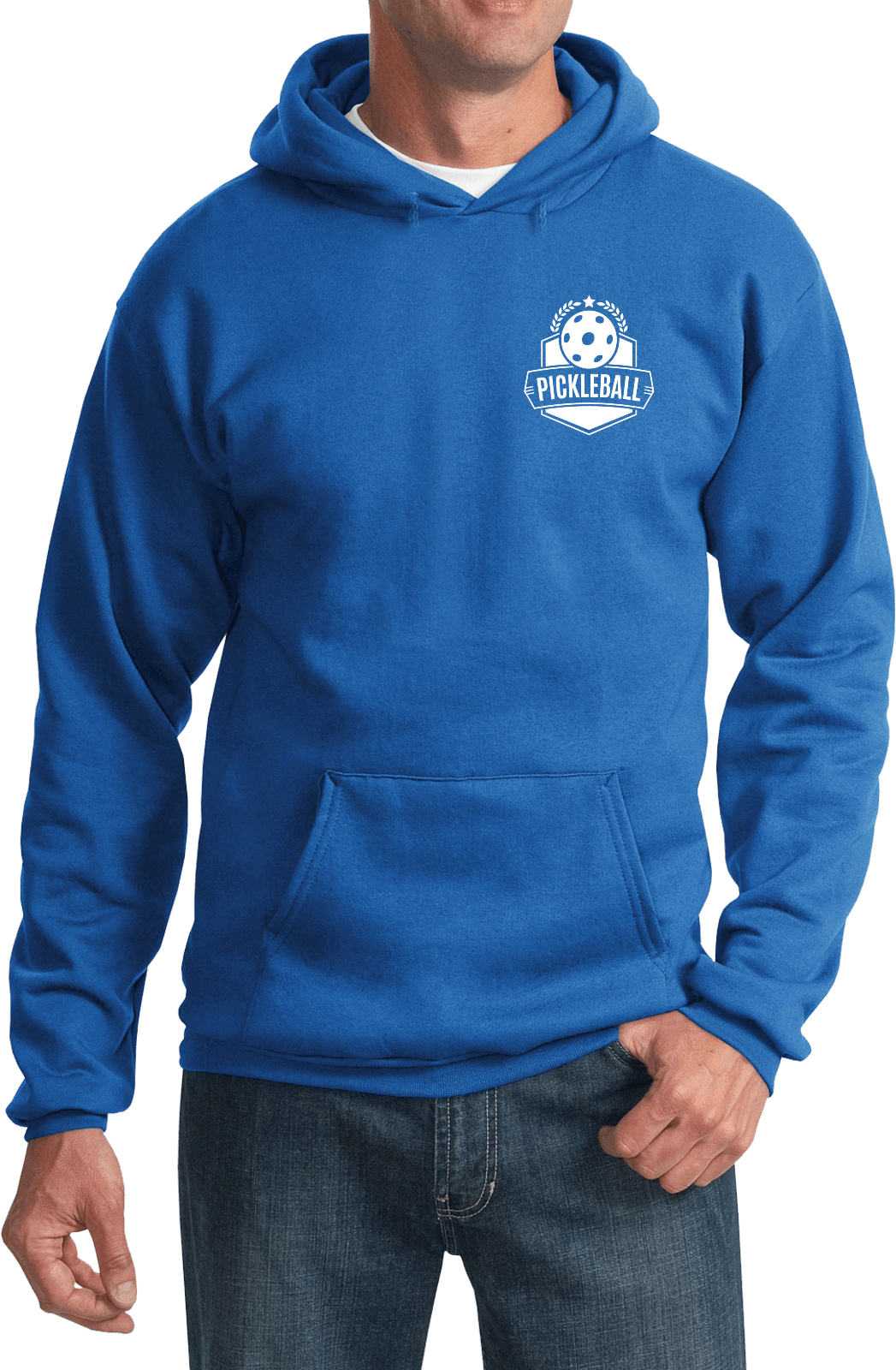 Pickleball Badge Chest Print Pullover Hoodie