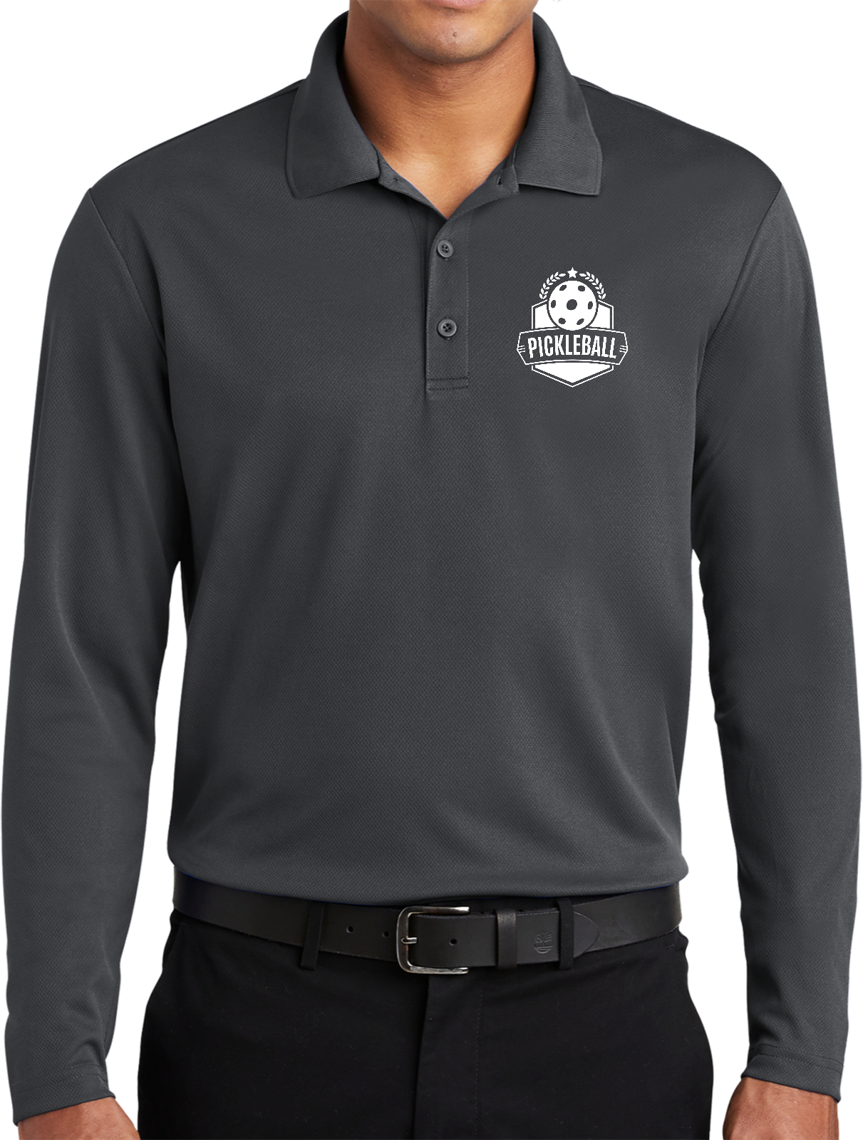 Pickleball Polo Shirt Long Sleeve Moisture Wicking Performance Top with Badge Chest Print Pickleball Polo Shirt Long Sleeve Moisture Wicking Performance Top with Badge Chest Print