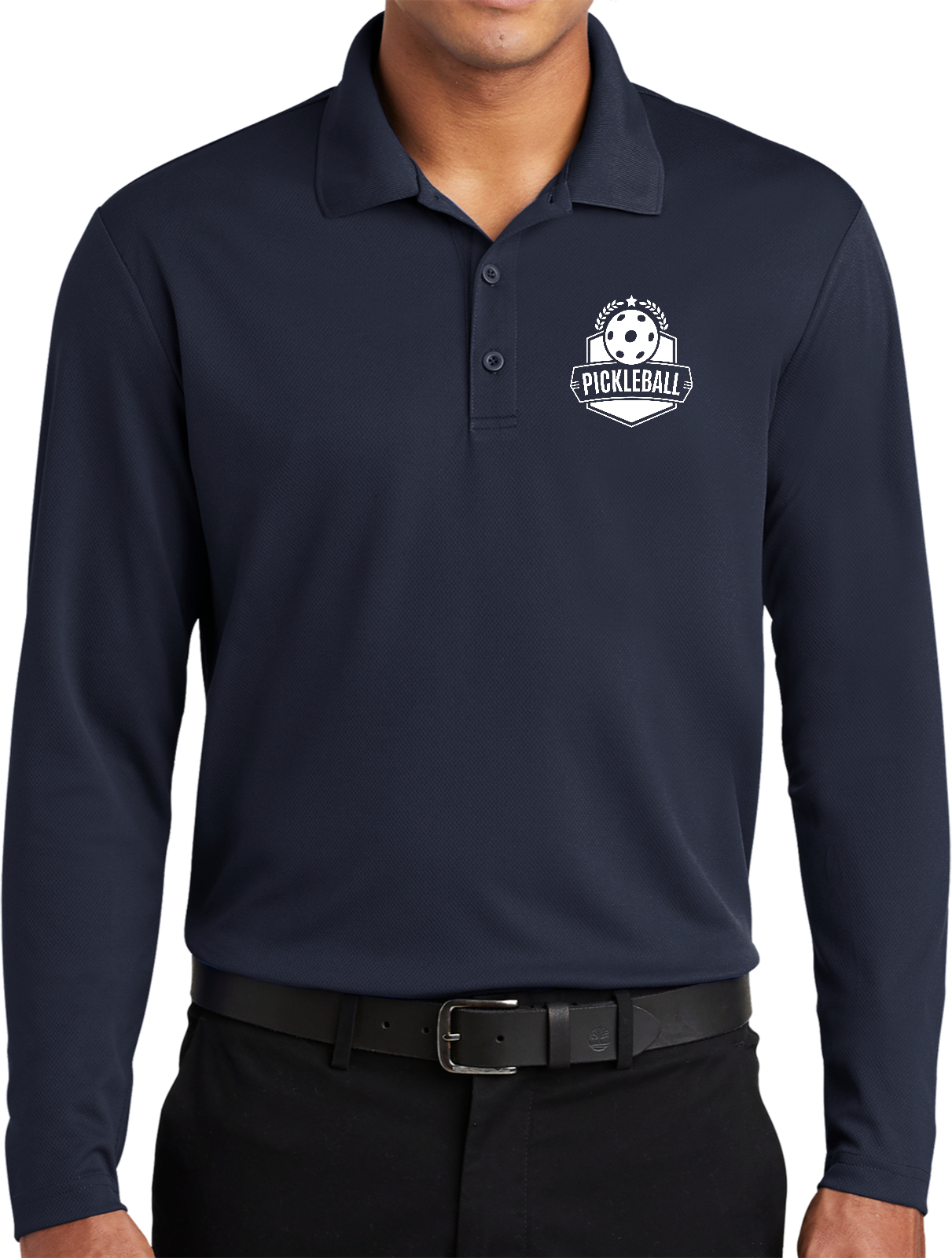 Pickleball Polo Shirt Long Sleeve Moisture Wicking Performance Top with Badge Chest Print Pickleball Polo Shirt Long Sleeve Moisture Wicking Performance Top with Badge Chest Print