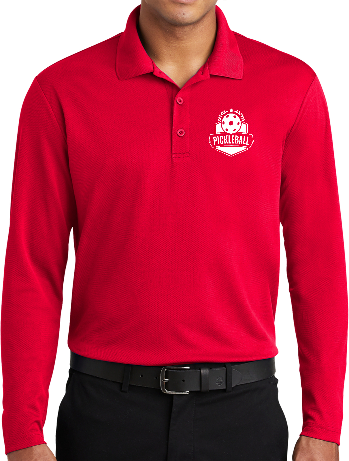 Pickleball Polo Shirt Long Sleeve Moisture Wicking Performance Top with Badge Chest Print Pickleball Polo Shirt Long Sleeve Moisture Wicking Performance Top with Badge Chest Print