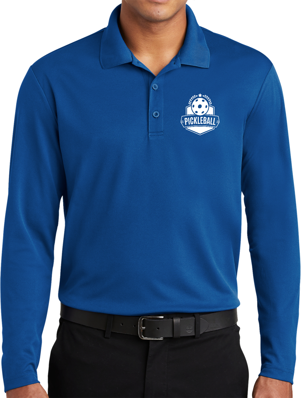 Pickleball Polo Shirt Long Sleeve Moisture Wicking Performance Top with Badge Chest Print Pickleball Polo Shirt Long Sleeve Moisture Wicking Performance Top with Badge Chest Print