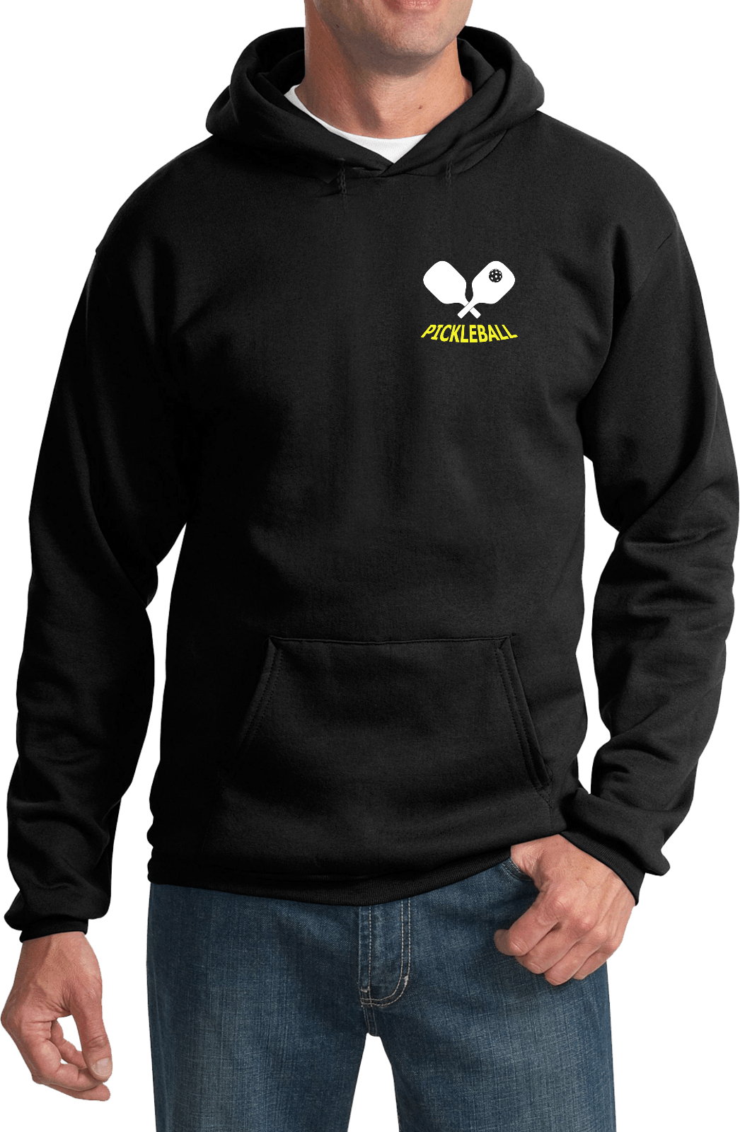 Pickleball Paddles Chest Print Pullover Hoodie