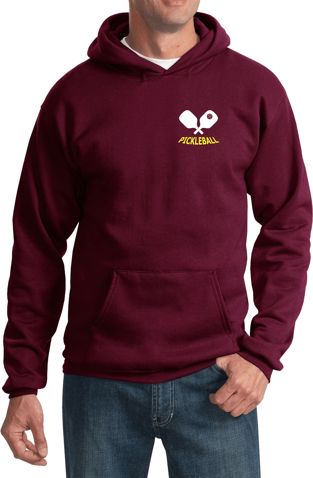 Pickleball Paddles Chest Print Pullover Hoodie