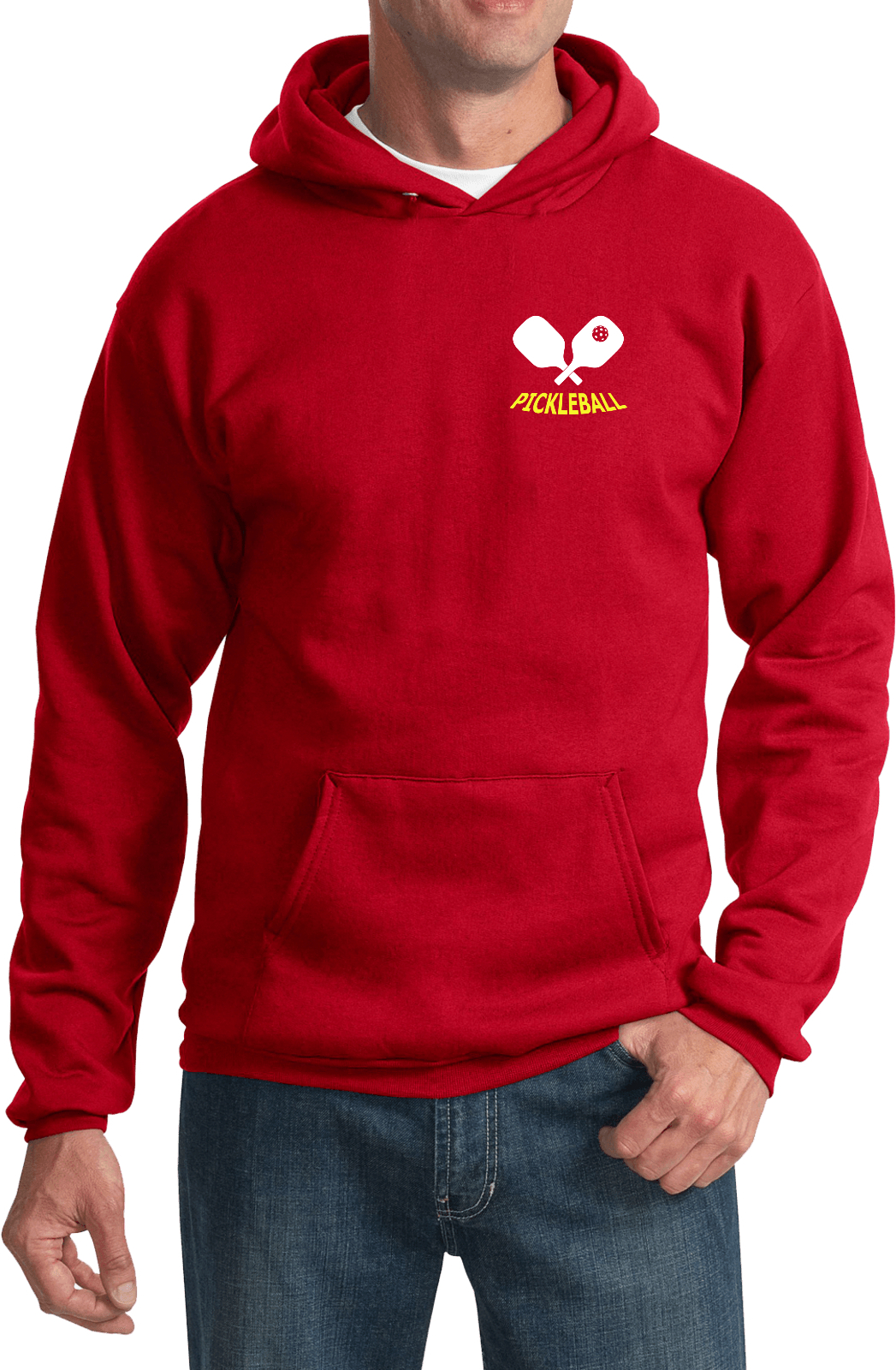 Pickleball Paddles Chest Print Pullover Hoodie
