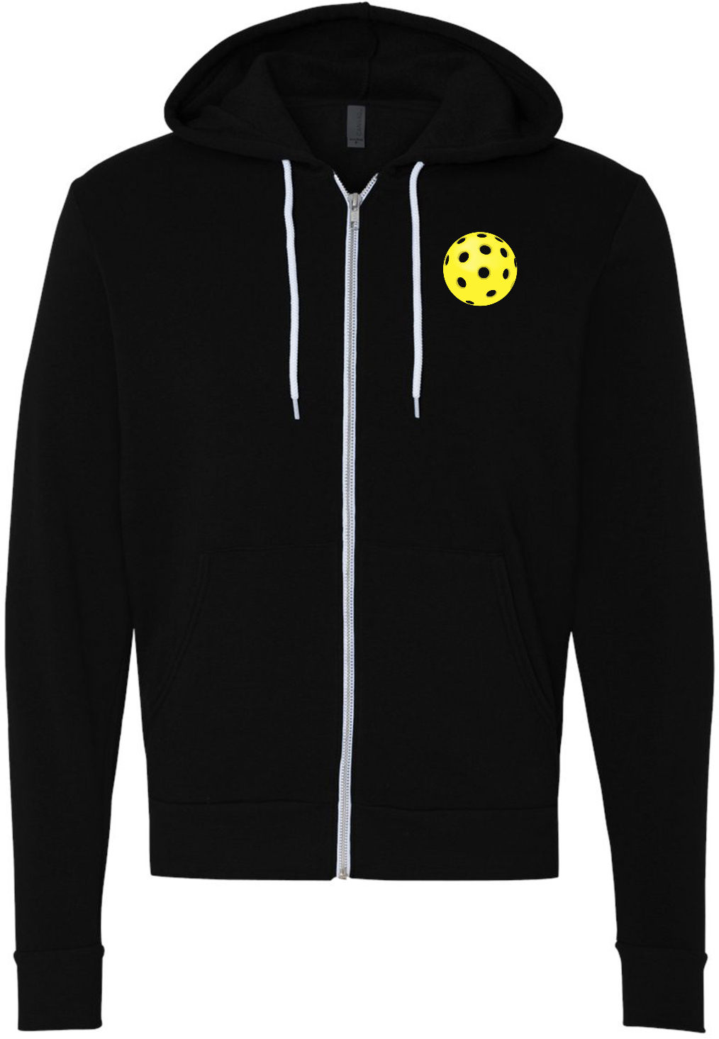Pickleball Yellow Ball Chest Print Premium Full Zip Hoodie Chest Print
