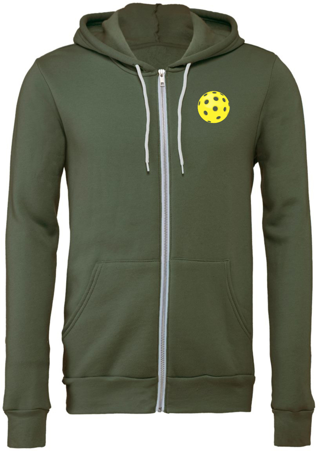 Pickleball Yellow Ball Chest Print Premium Full Zip Hoodie Chest Print