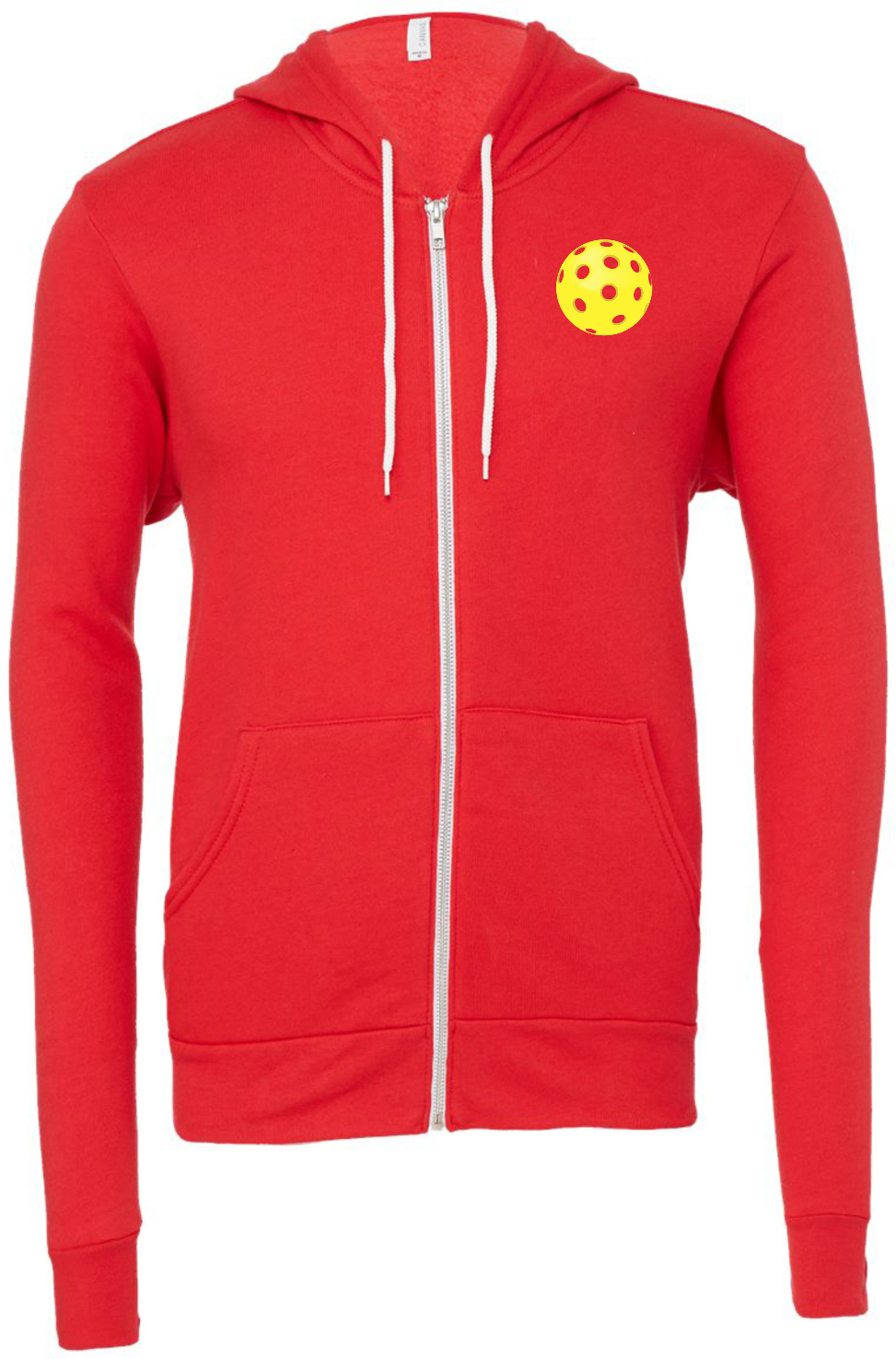 Pickleball Yellow Ball Chest Print Premium Full Zip Hoodie Chest Print