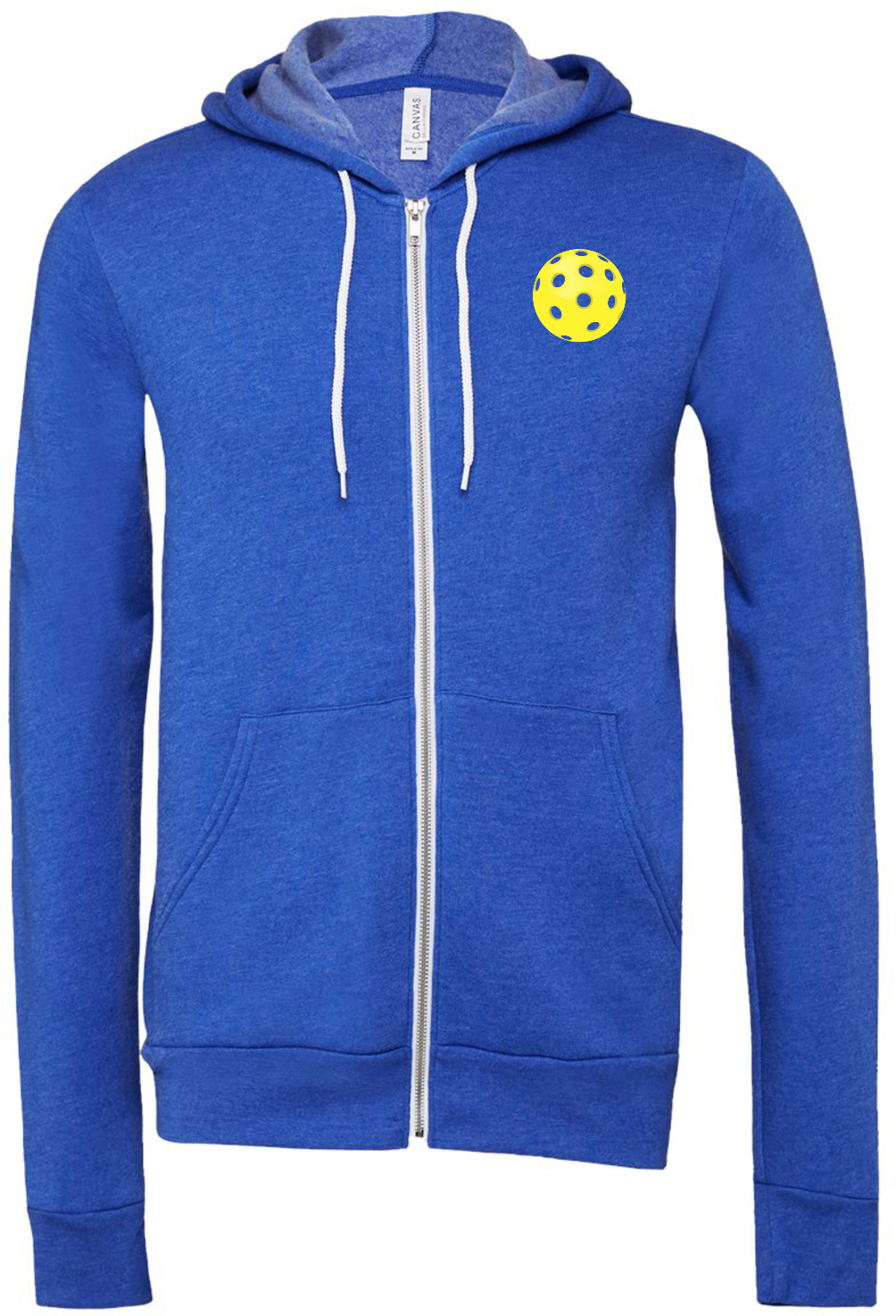 Pickleball Yellow Ball Chest Print Premium Full Zip Hoodie Chest Print