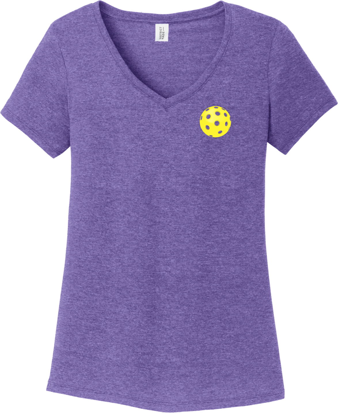 Pickleball Yellow Ball Chest Print Womens Tri Blend V-neck T-Shirt