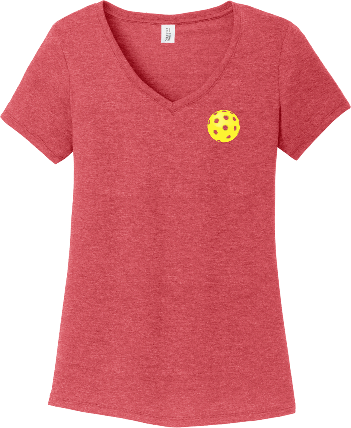 Pickleball Yellow Ball Chest Print Womens Tri Blend V-neck T-Shirt
