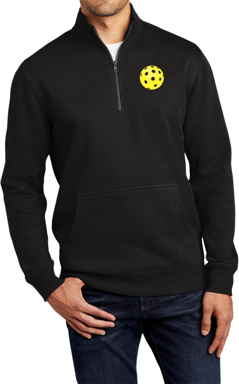 Yellow Pickleball Graphic 1/4 Zip Fleece Pullover