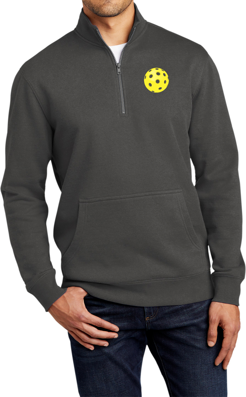 Yellow Pickleball Graphic 1/4 Zip Fleece Pullover