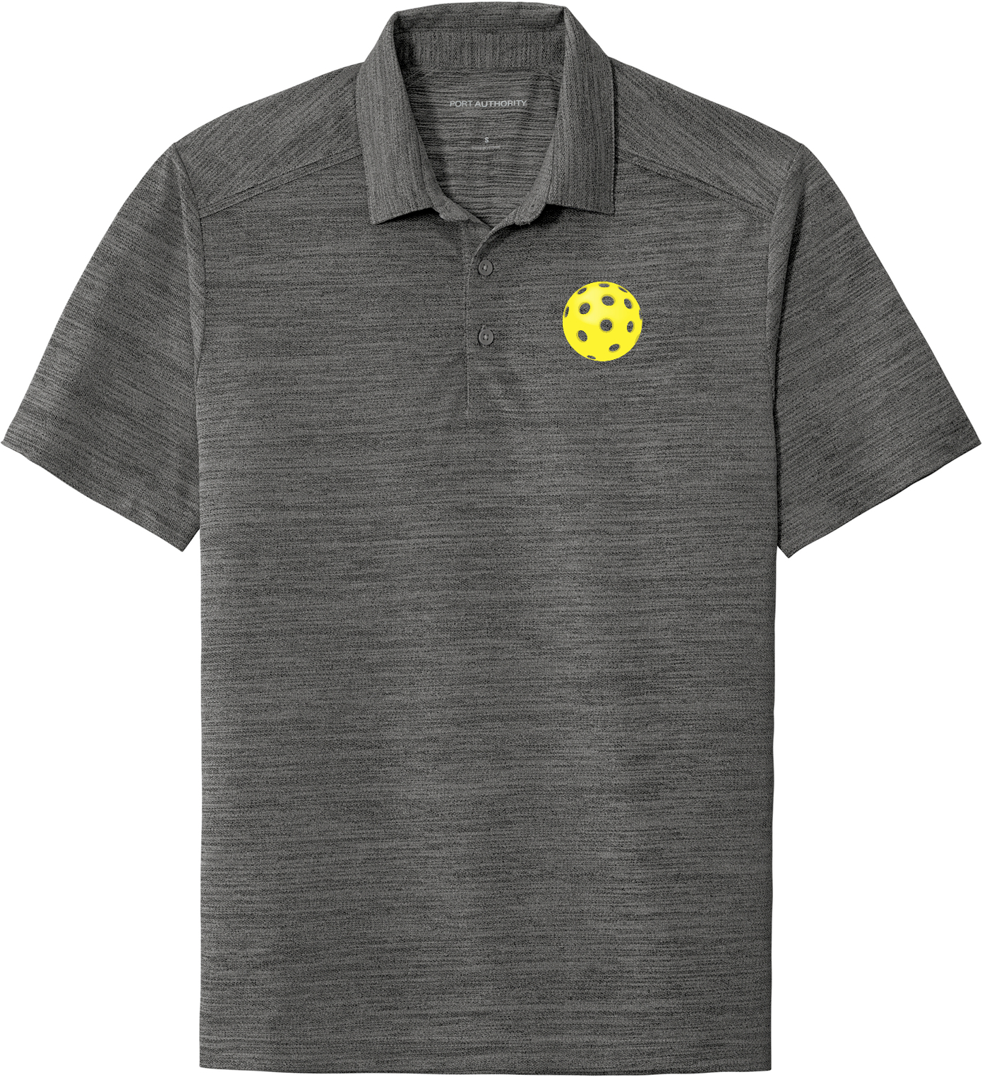 Eco-friendly Pickleball Graphic Heather Polo Shirt in Yellow