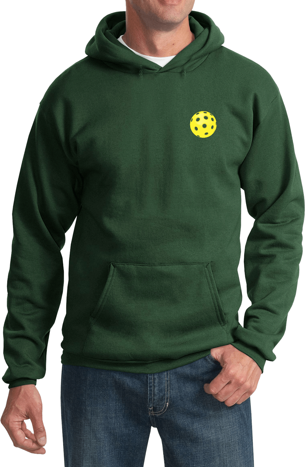 Yellow Pickleball Chest Print Pullover Hoodie