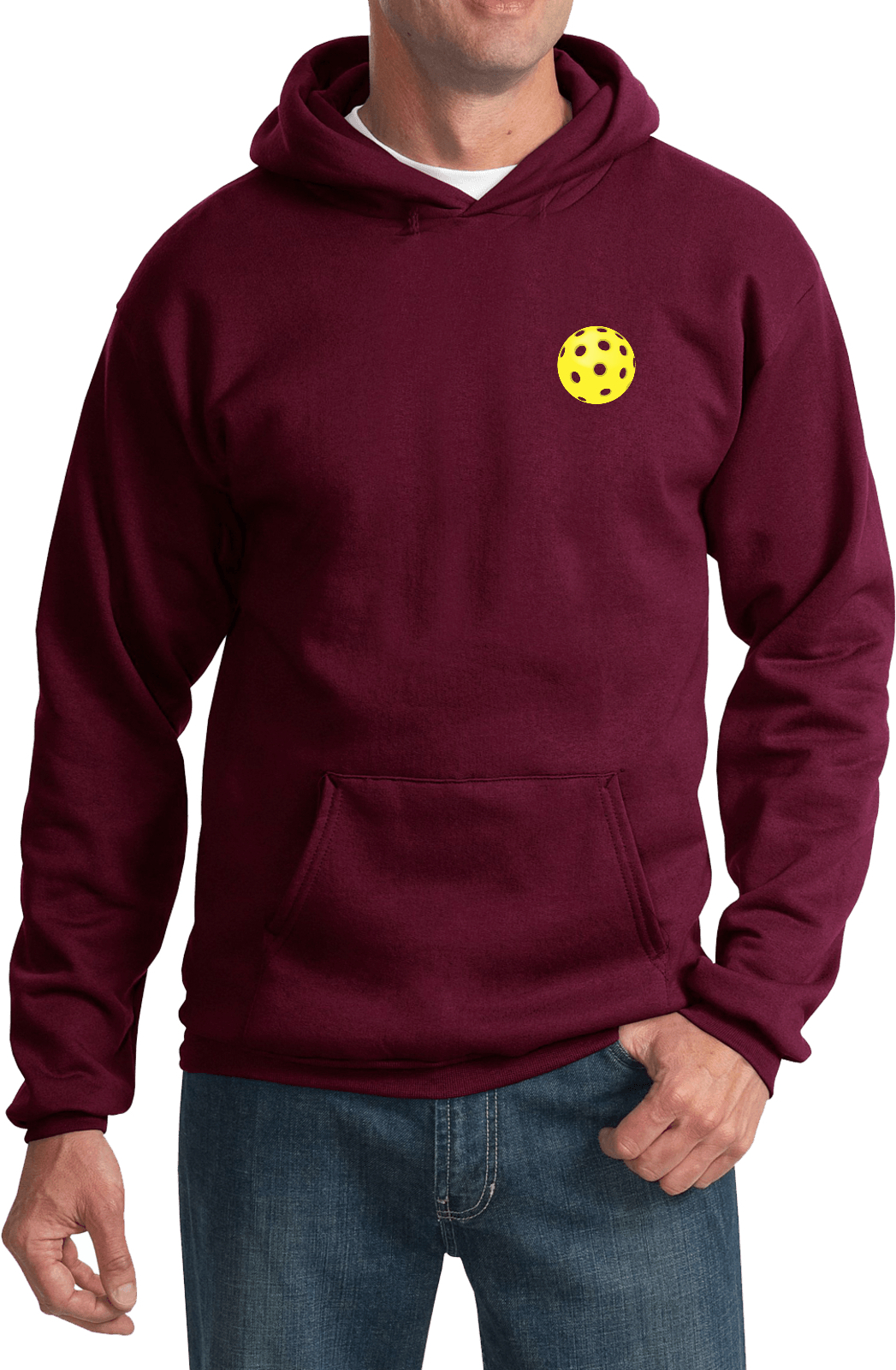Yellow Pickleball Chest Print Pullover Hoodie