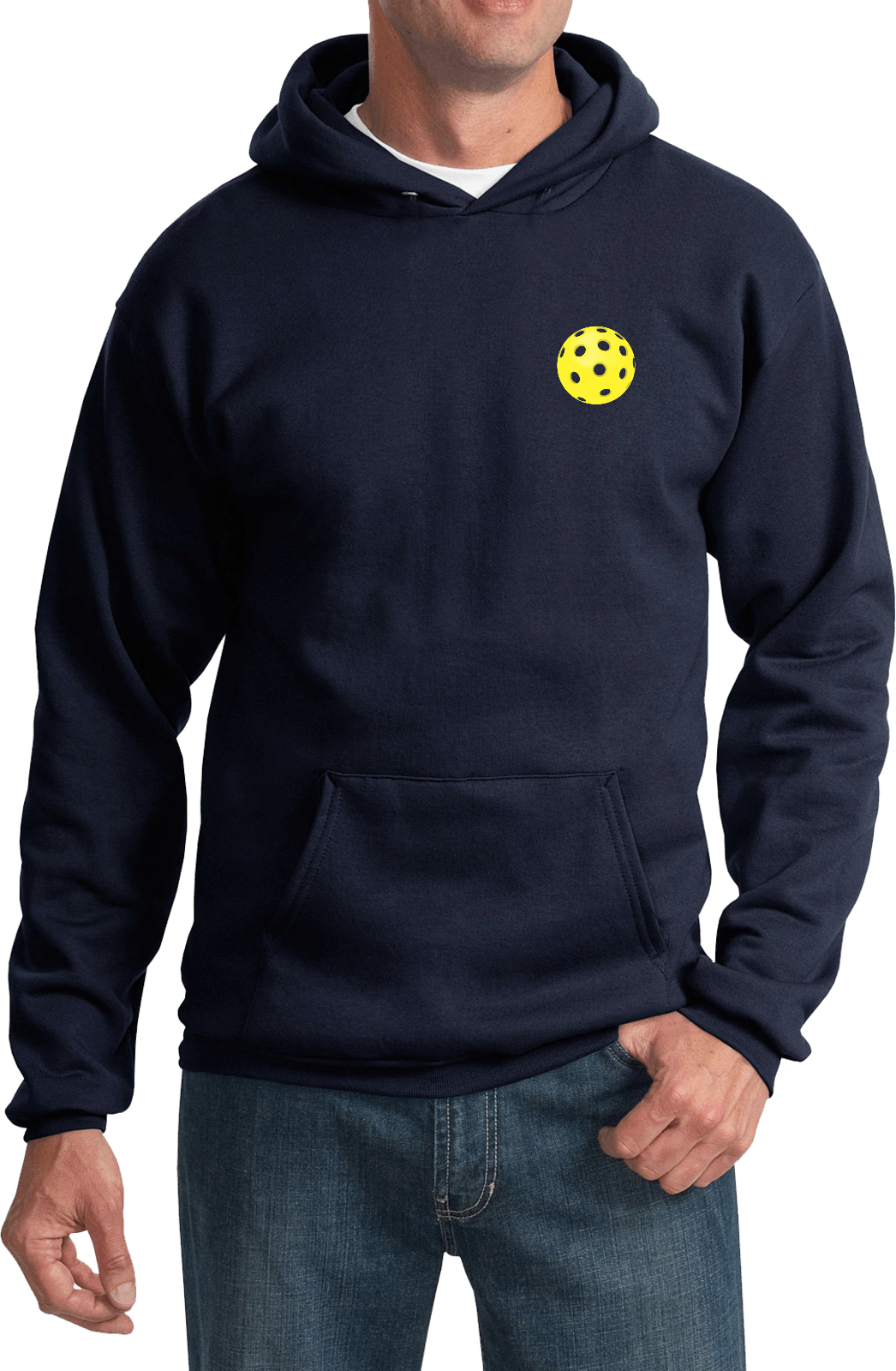 Yellow Pickleball Chest Print Pullover Hoodie