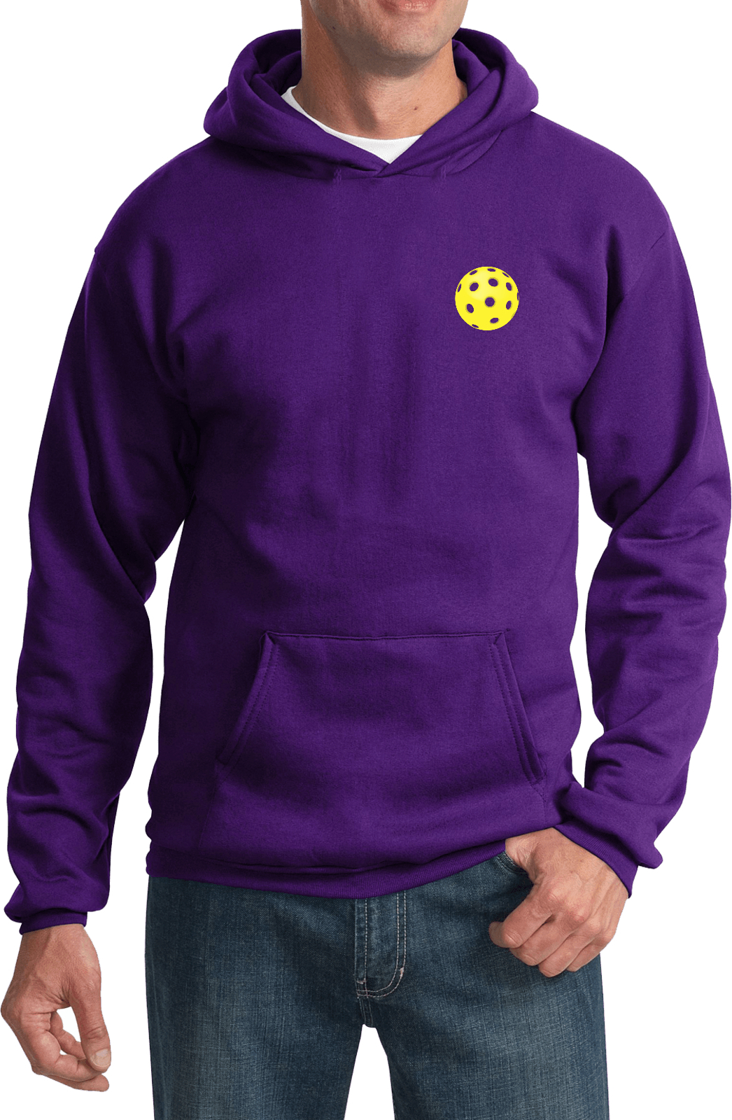Yellow Pickleball Chest Print Pullover Hoodie