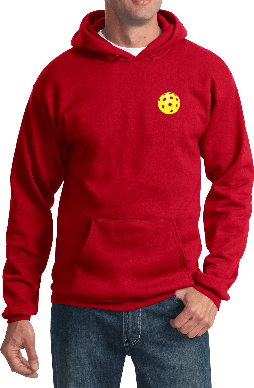 Yellow Pickleball Chest Print Pullover Hoodie