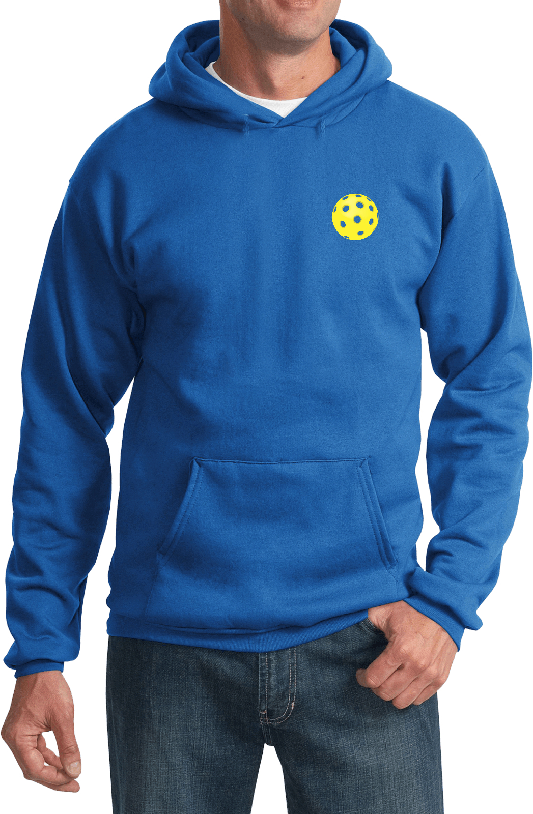 Yellow Pickleball Chest Print Pullover Hoodie