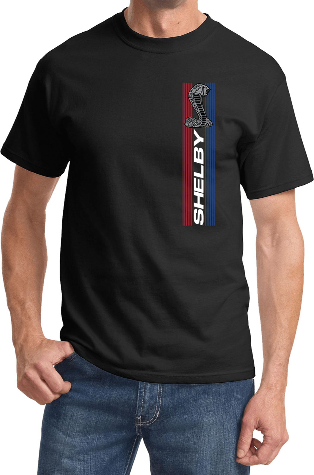 Shelby Cobra Stripe Logo Chest Print T-shirt