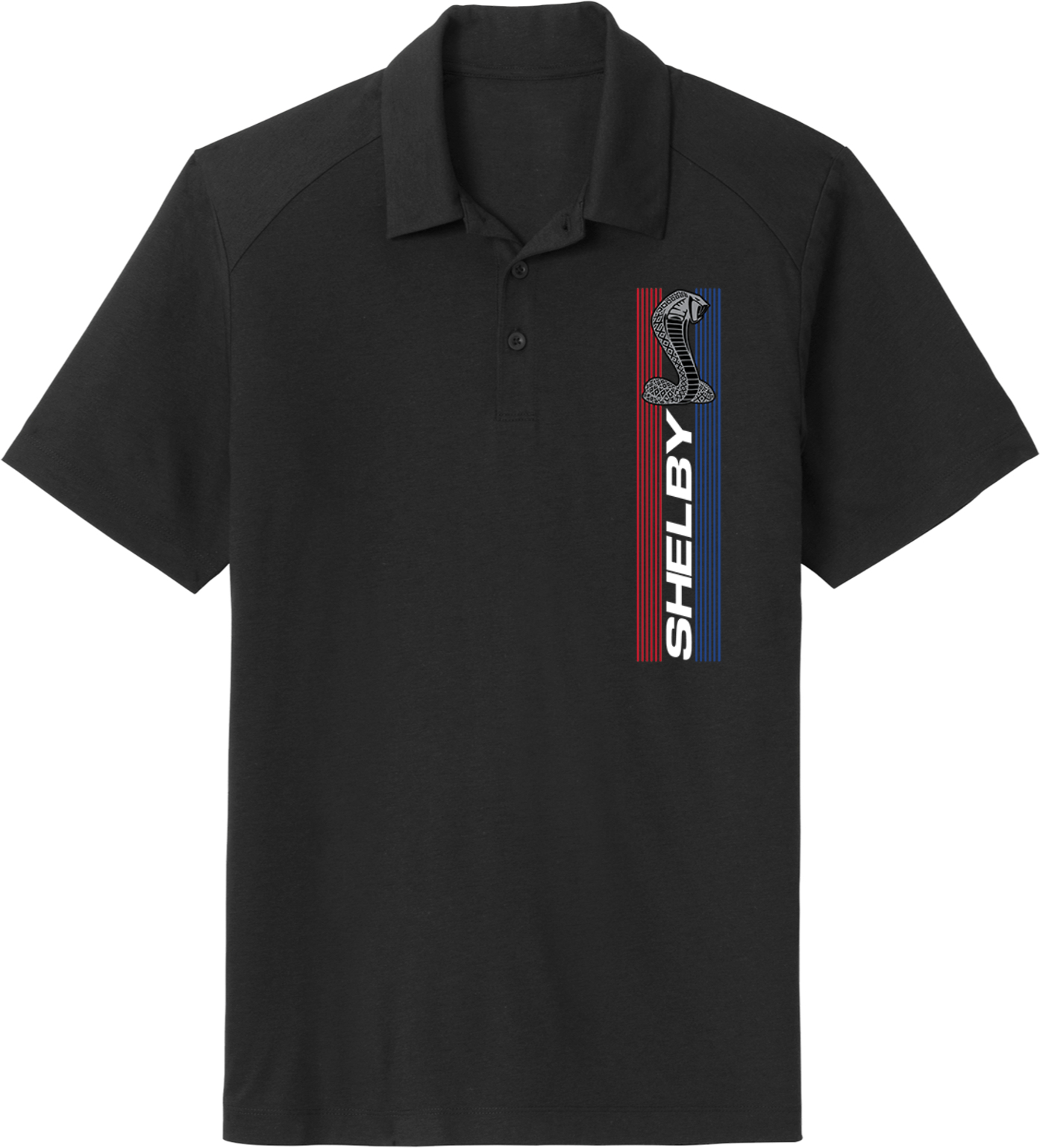 Shelby Cobra Stripe Logo Chest Print Tri Blend Polo Shirt