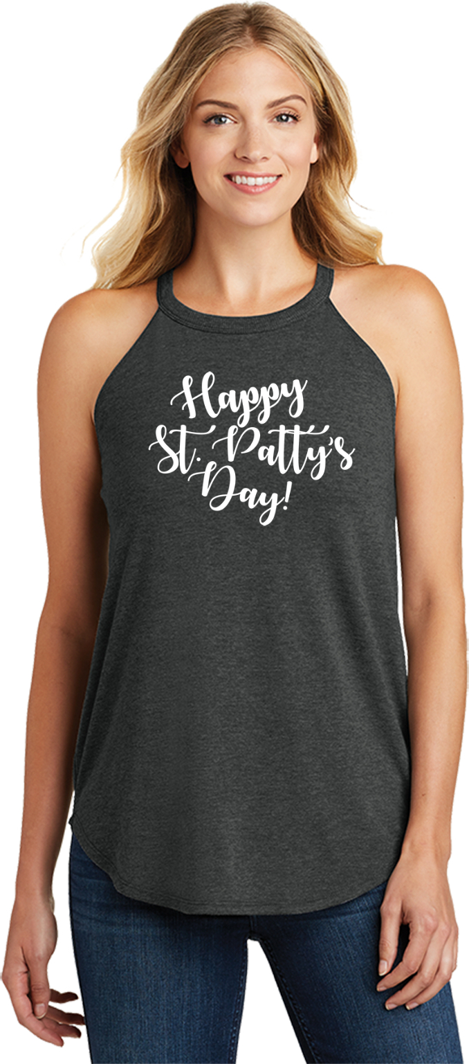 St Patricks Day Happy St Pattys Day Ladies Tri Rocker Tank Top