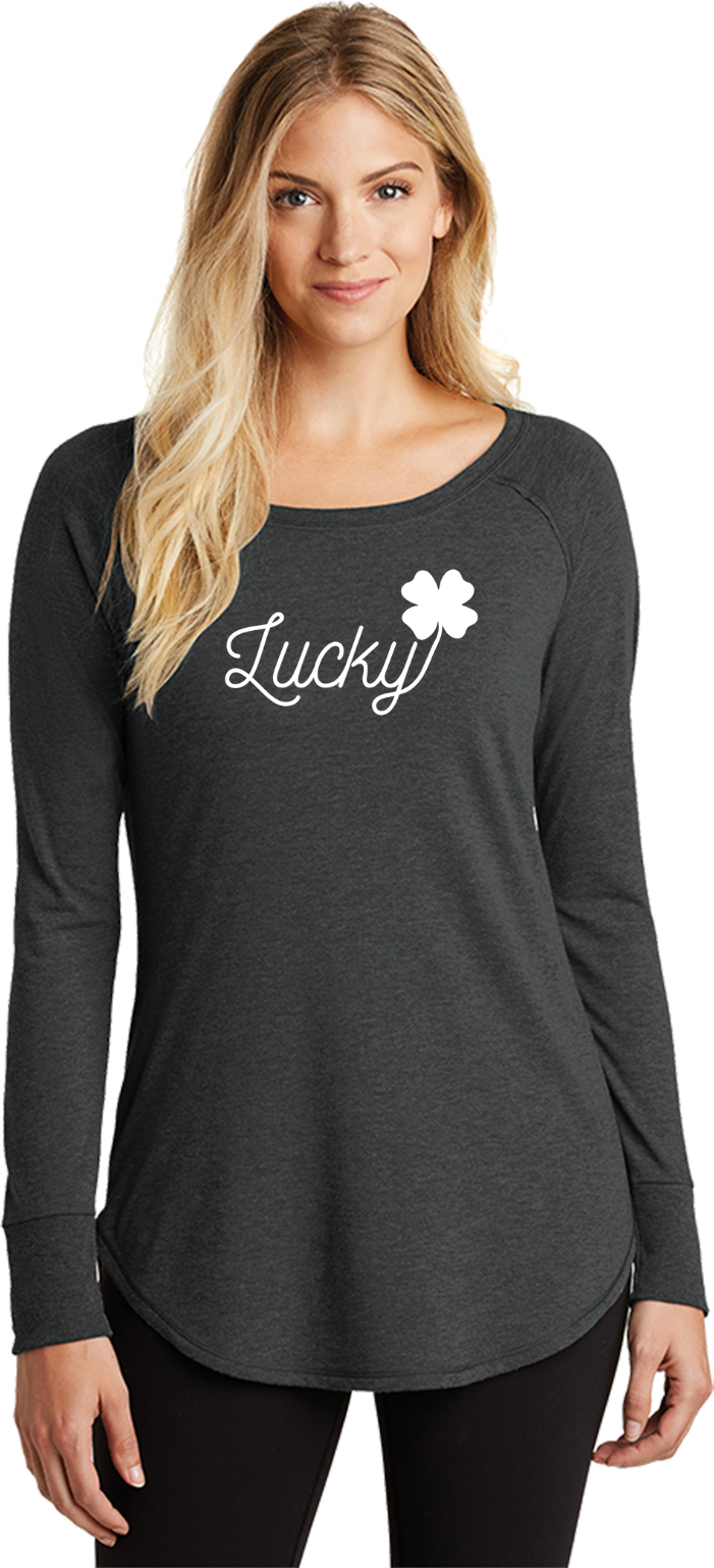 St Patricks Day Lucky Ladies Tri Blend Long Sleeve Shirt