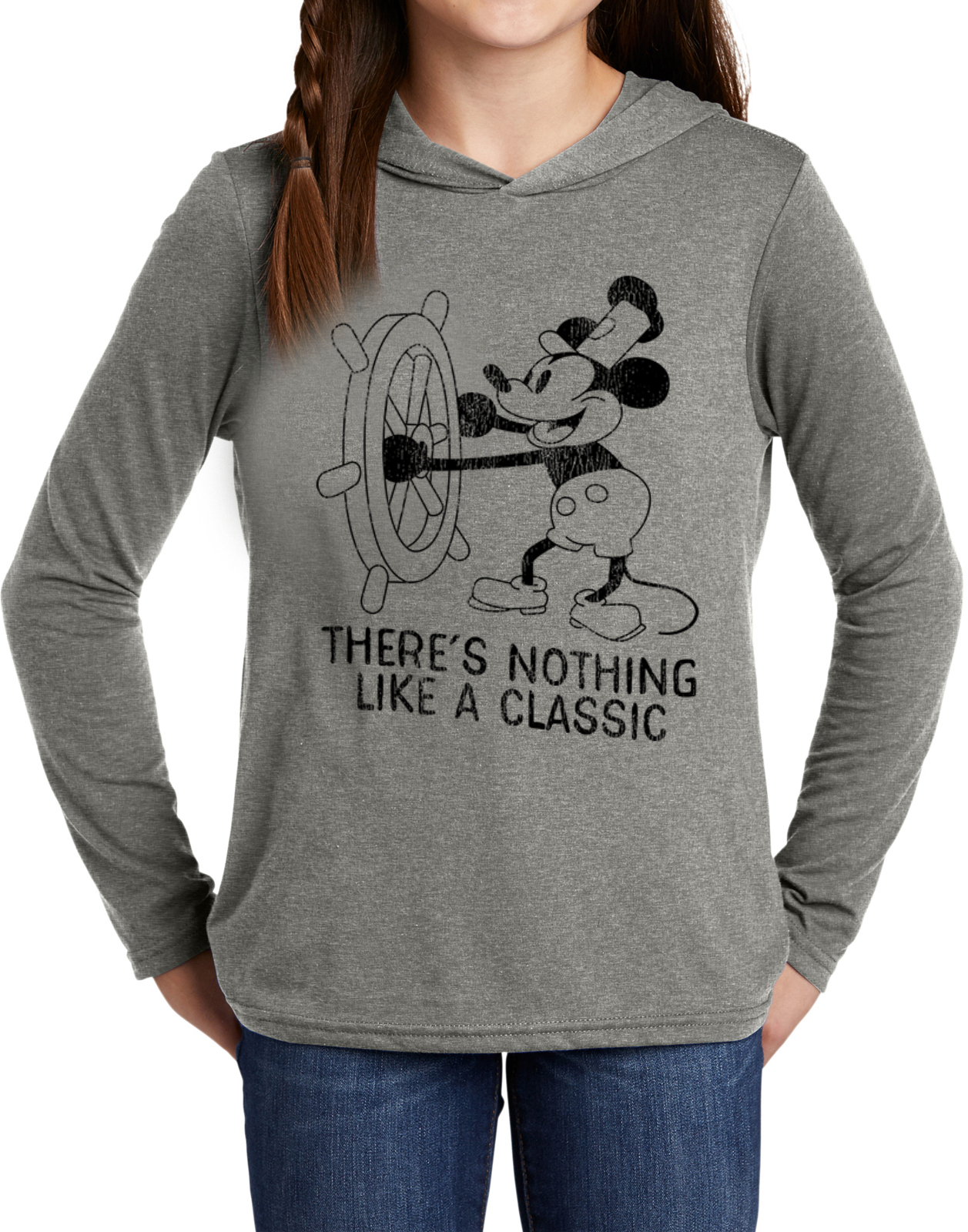 Steamboat Willie Theres Nothing Like a Classic Kids Long Sleeve Hoodie - Picture 3 of 5