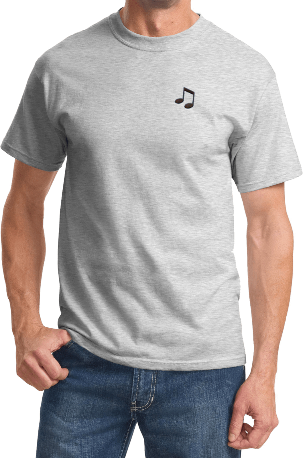 Music Note Patch Pocket Print T-shirt