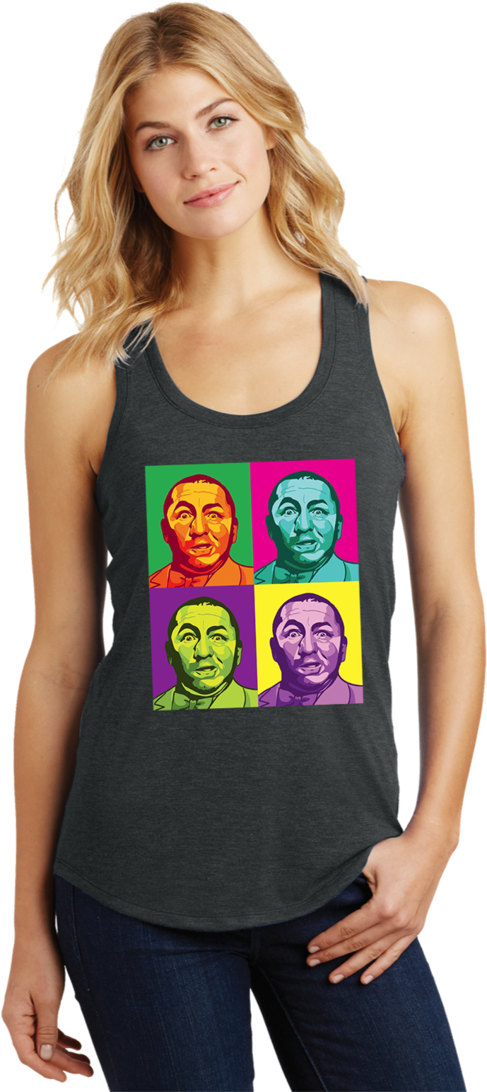 Three Stooges Curly Squared Womens Racerback Tank Top